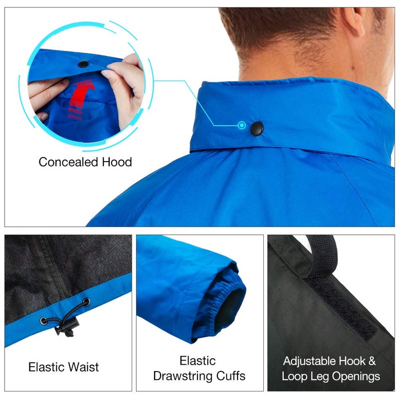 TIDEWE Rain Suit  Waterproof Breathable Lightweight Rainwear (Blue Size L) - Image 5